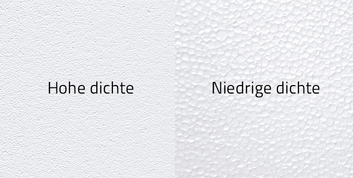 Materialvergleich Styropor hohe vs. niedrige Dichte